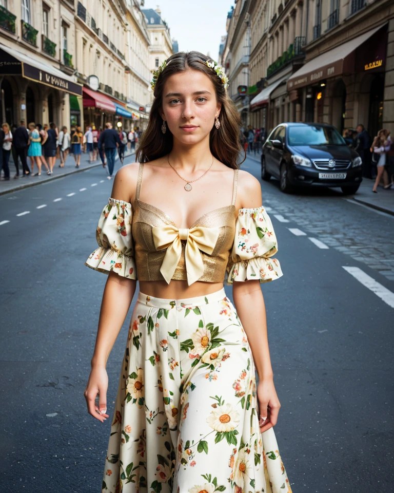Woman walking in a summer outfit on a Paris street
